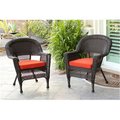 Jeco Jeco W00205-C-2-FS018-CS Honey Wicker Chair with Red Cushion - Set of 2 W00205-C_2-FS018-CS